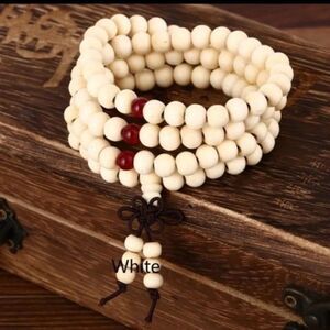 108pcs Beads Natural white wood Mala Bracelet necklace